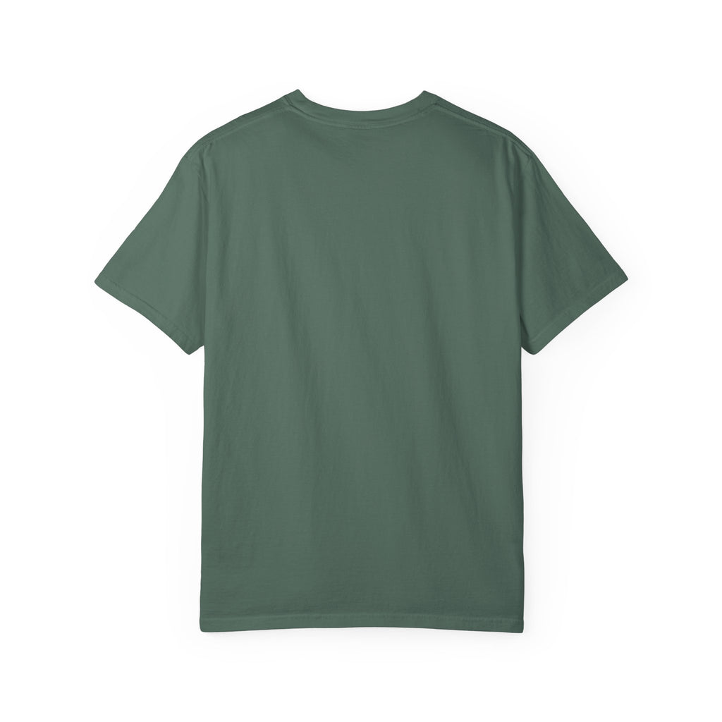 Plain back of the Blue Spruce deep green garment-dyed unisex t-shirt, no print
