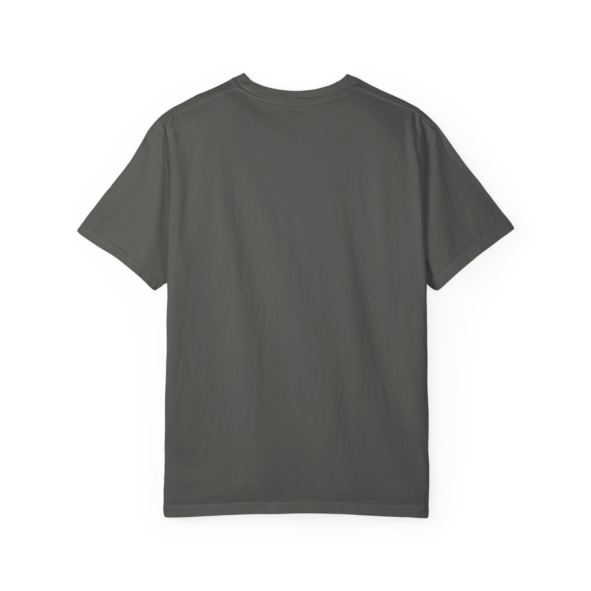 Plain back of the Pepper dark charcoal garment-dyed unisex t-shirt, no print