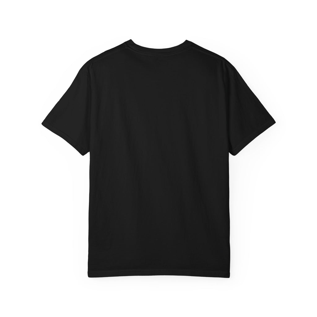 Plain back of the black garment-dyed unisex t-shirt, no print