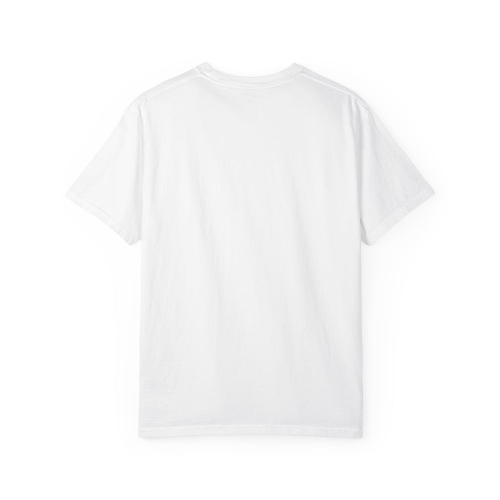 Plain back of the white garment-dyed unisex t-shirt, no print