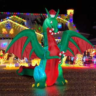 8ft Christmas Dragon Inflatable Yard Decoration