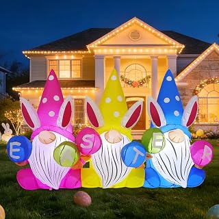 6.4 FT Easter Gnome Inflatable Yard Decoration