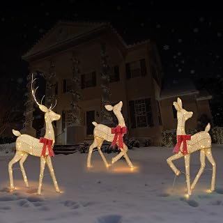4FT Christmas Reindeer Family Yard Decoration 3 Pack