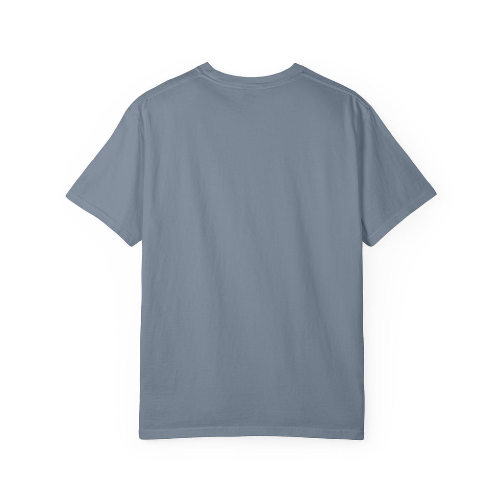 Plain back of the Blue Jean slate blue garment-dyed unisex t-shirt, no print