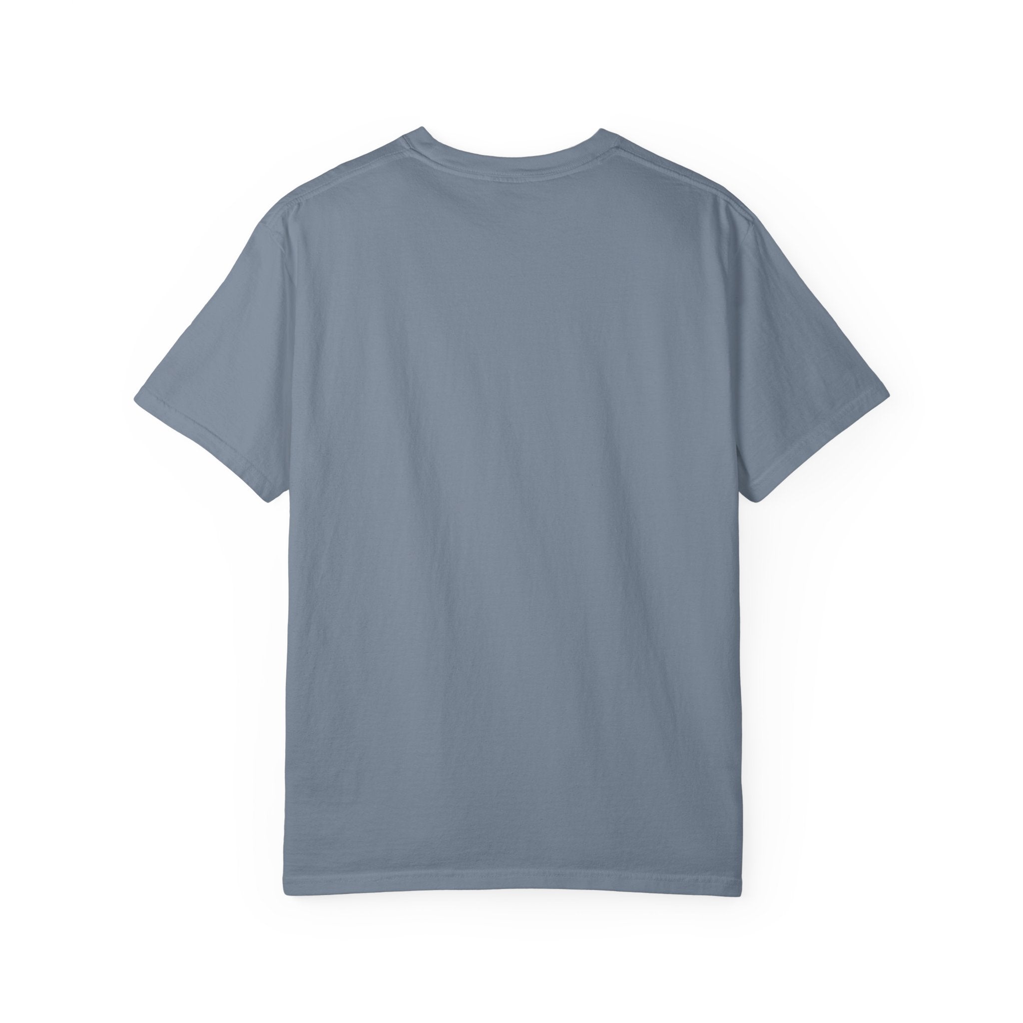 Plain back of the Blue Jean slate blue garment-dyed unisex t-shirt, no print
