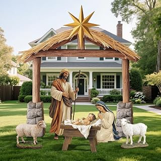 Christmas Nativity Scene Yard Decoration 6 Pcs