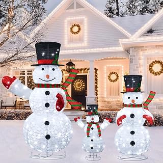 4FT Christmas Snowman Family Yard Decoration 3 Pcs