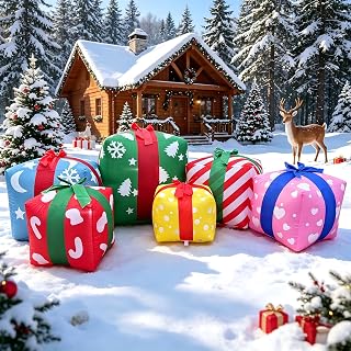 8 FT Christmas Gift Box Inflatable Yard Decoration 6 Pcs