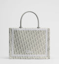 Med Book Designer Tote Bag With Latte & Gray Oblique Embroidery & White Lace & Strap For Women