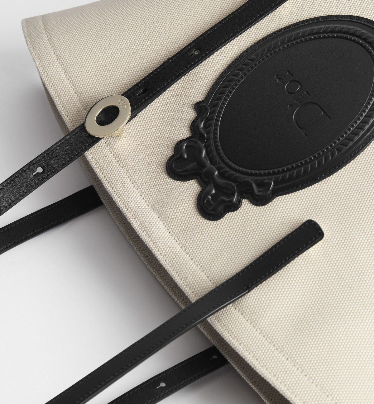 Black & Beige Calfskin & Cotton Tote Bag product image 5