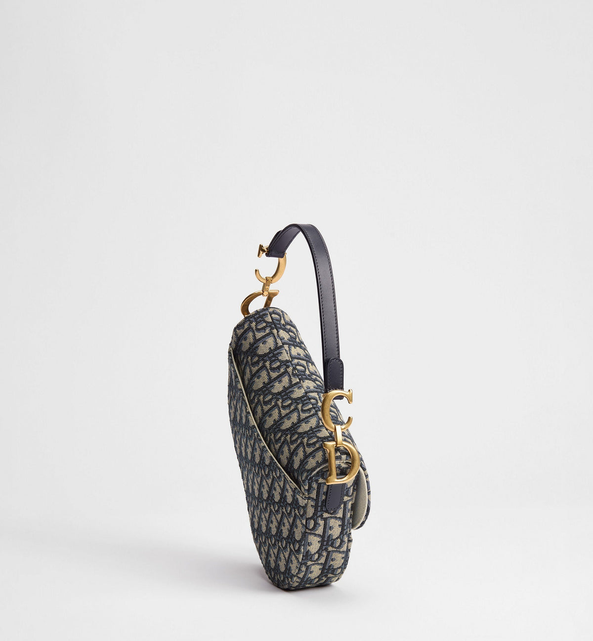Small Saddle Luxury Handbag With Blue Oblique Jacquard And Strap For Women