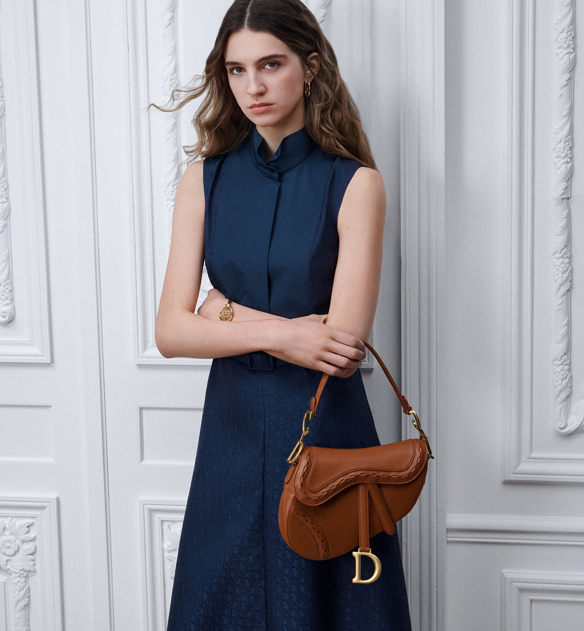 Small Saddle Luxury Handbag With Marron Bobby Calfskin Marquetry And Strap For Women