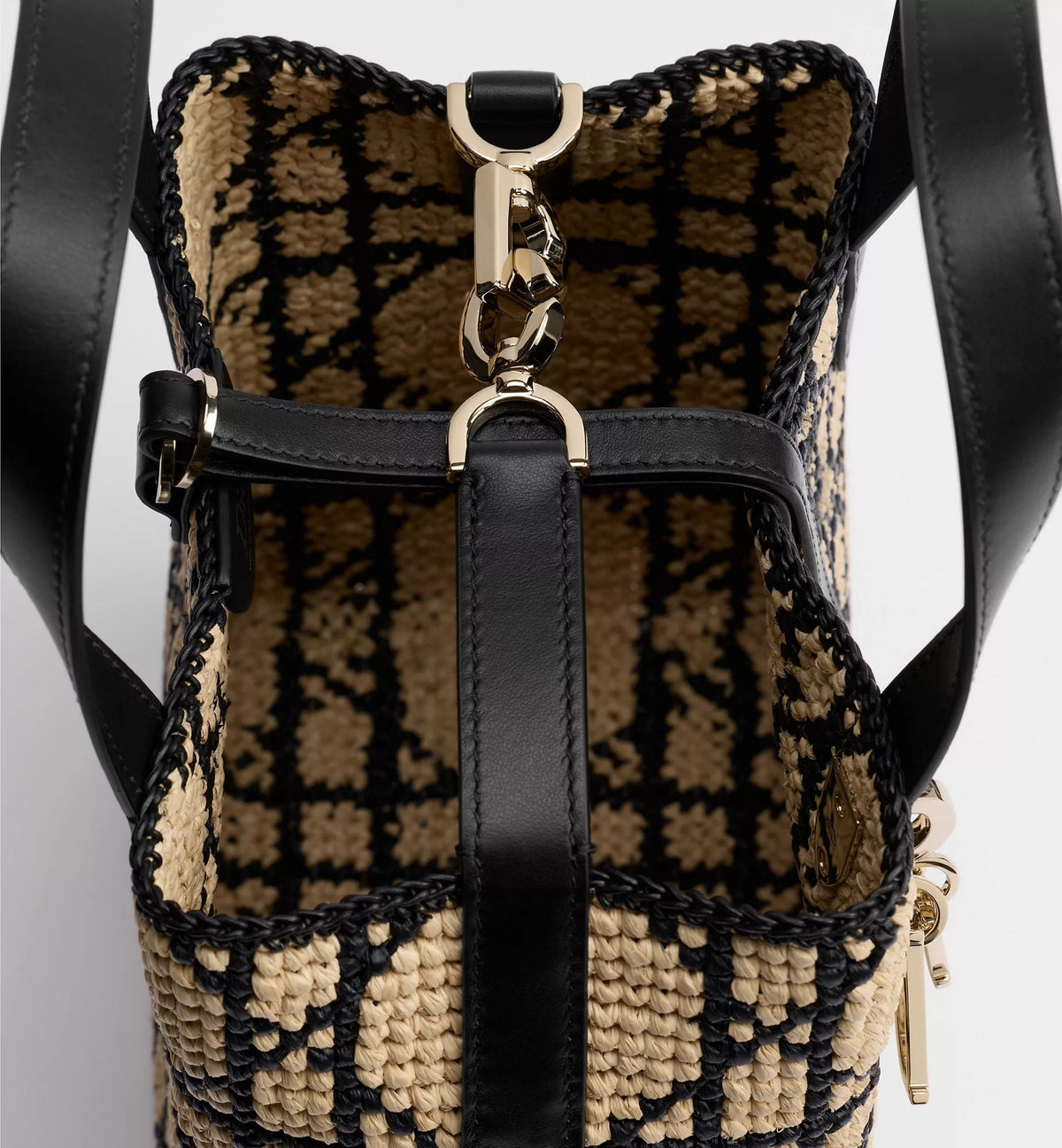 Black Calfskin & Raffia Tote Bag product image 9