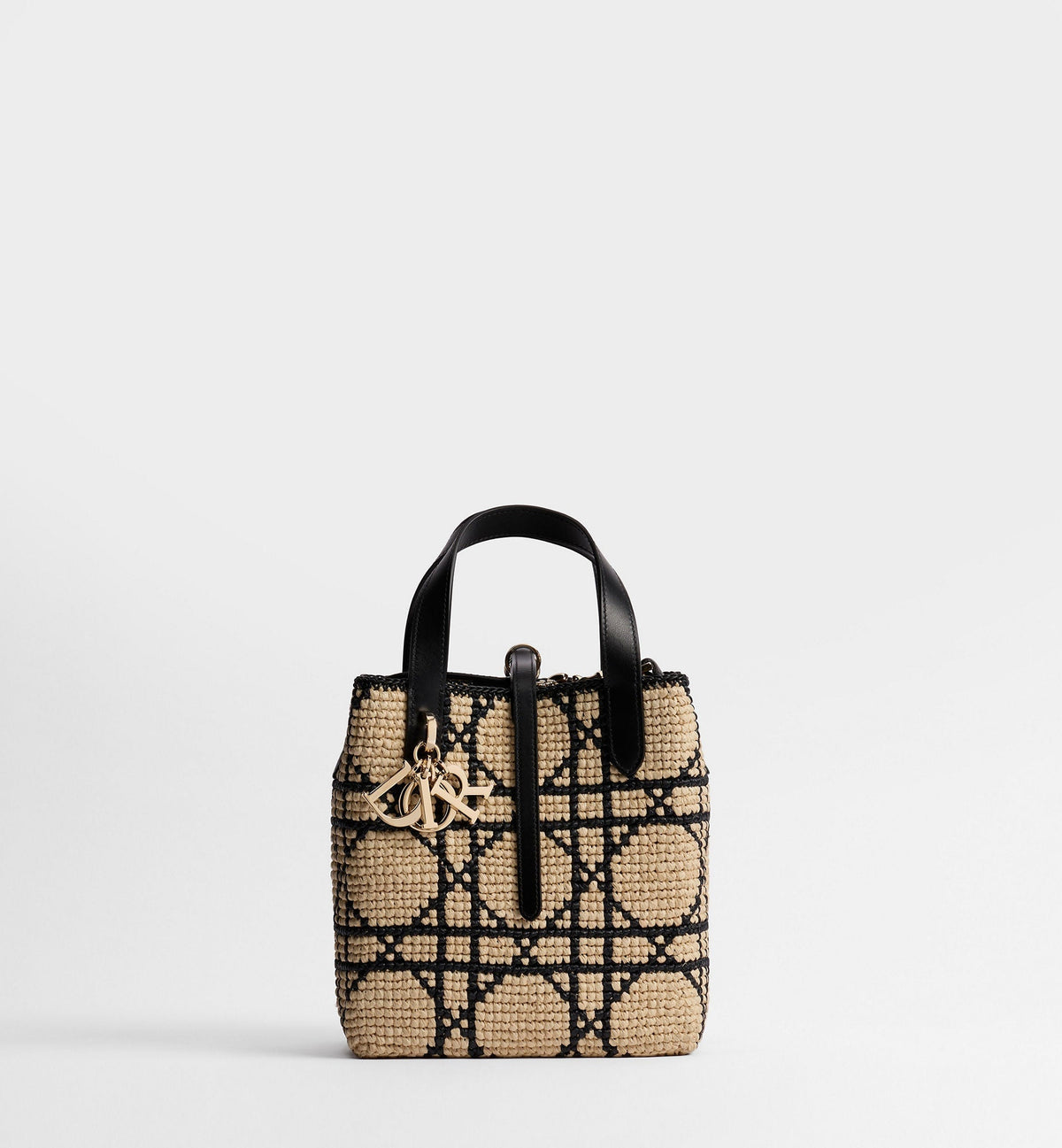 Black Calfskin & Raffia Tote Bag product image 1