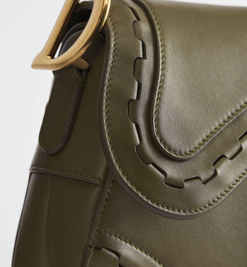 Saddle Luxury Handbag With Strap In Khaki Calfskin For Women