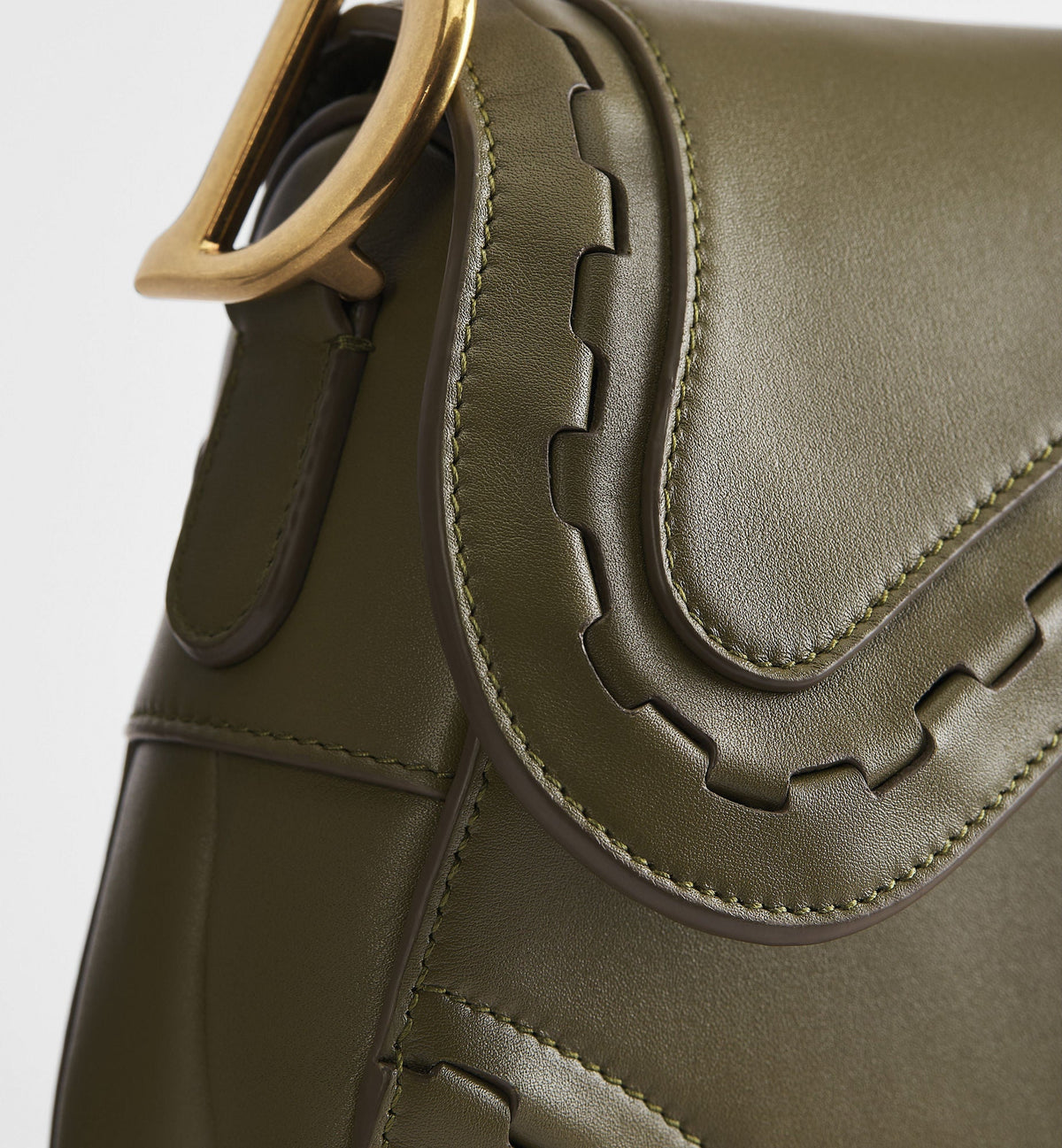 Saddle Luxury Handbag With Strap In Khaki Calfskin For Women