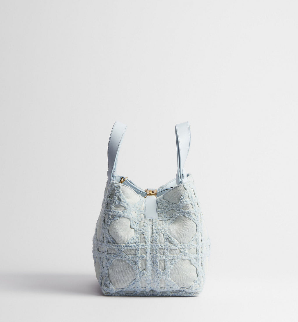 Medium Toujours Luxury Handbag With Blue Cannage Denim And Strap For Women
