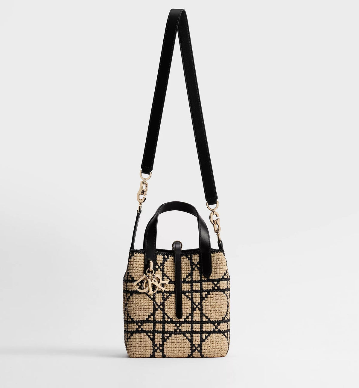 Black Calfskin & Raffia Tote Bag product image 10