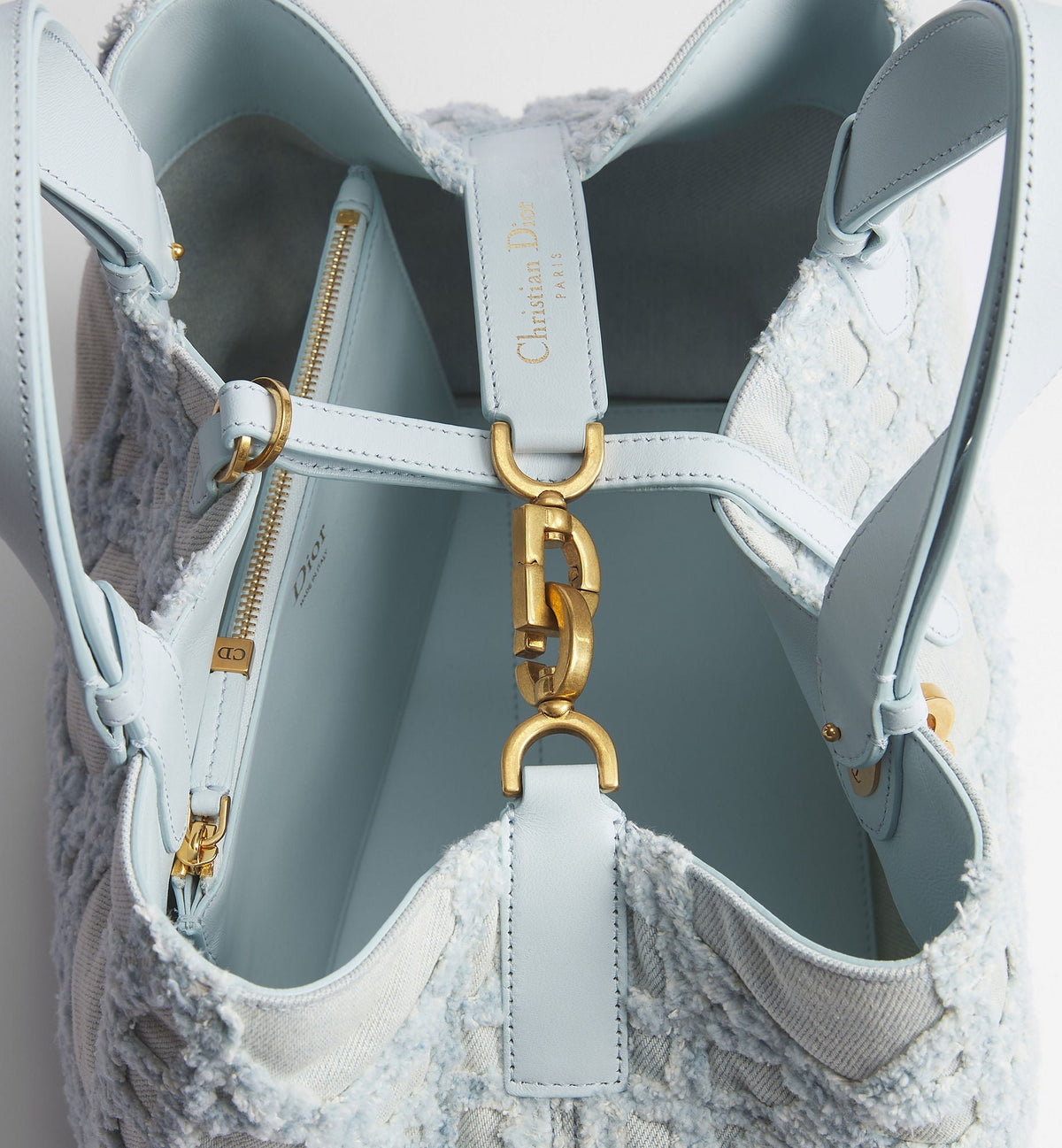 Medium Toujours Luxury Handbag With Blue Cannage Denim And Strap For Women