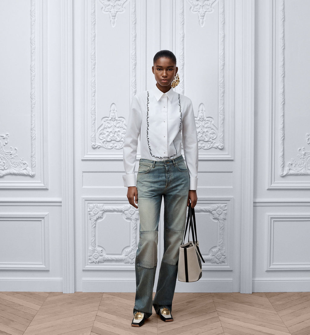 Black & Beige Calfskin & Cotton Tote Bag product image 3