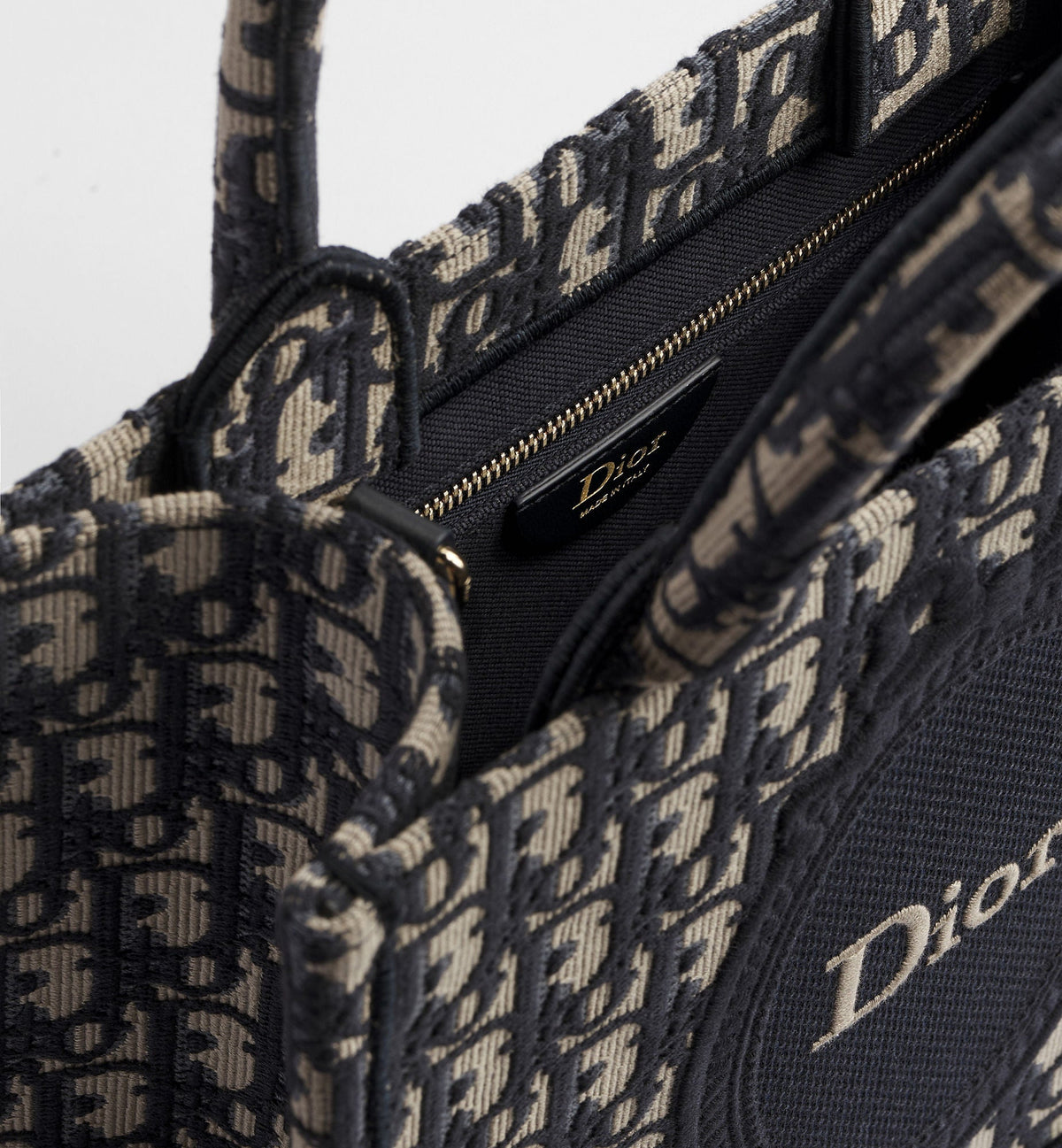 Small Book Designer Tote Bag with Blue Oblique Jacquard and Médaillon Signature For Women