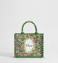 Small Book Designer Tote Bag With Multicolor Cannage Garden Embroidery And Strap For Women
