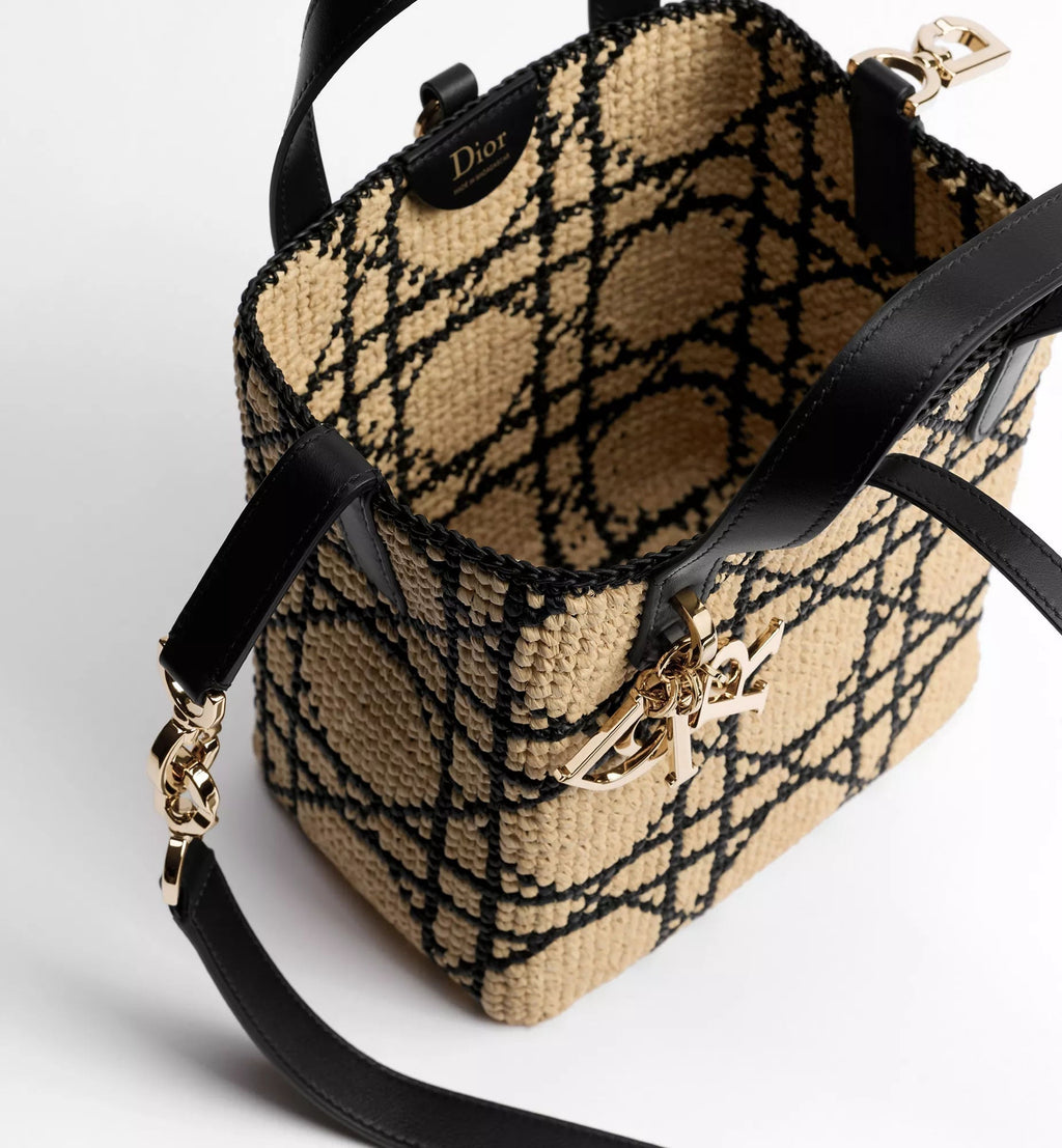 Black Calfskin & Raffia Tote Bag product image 11
