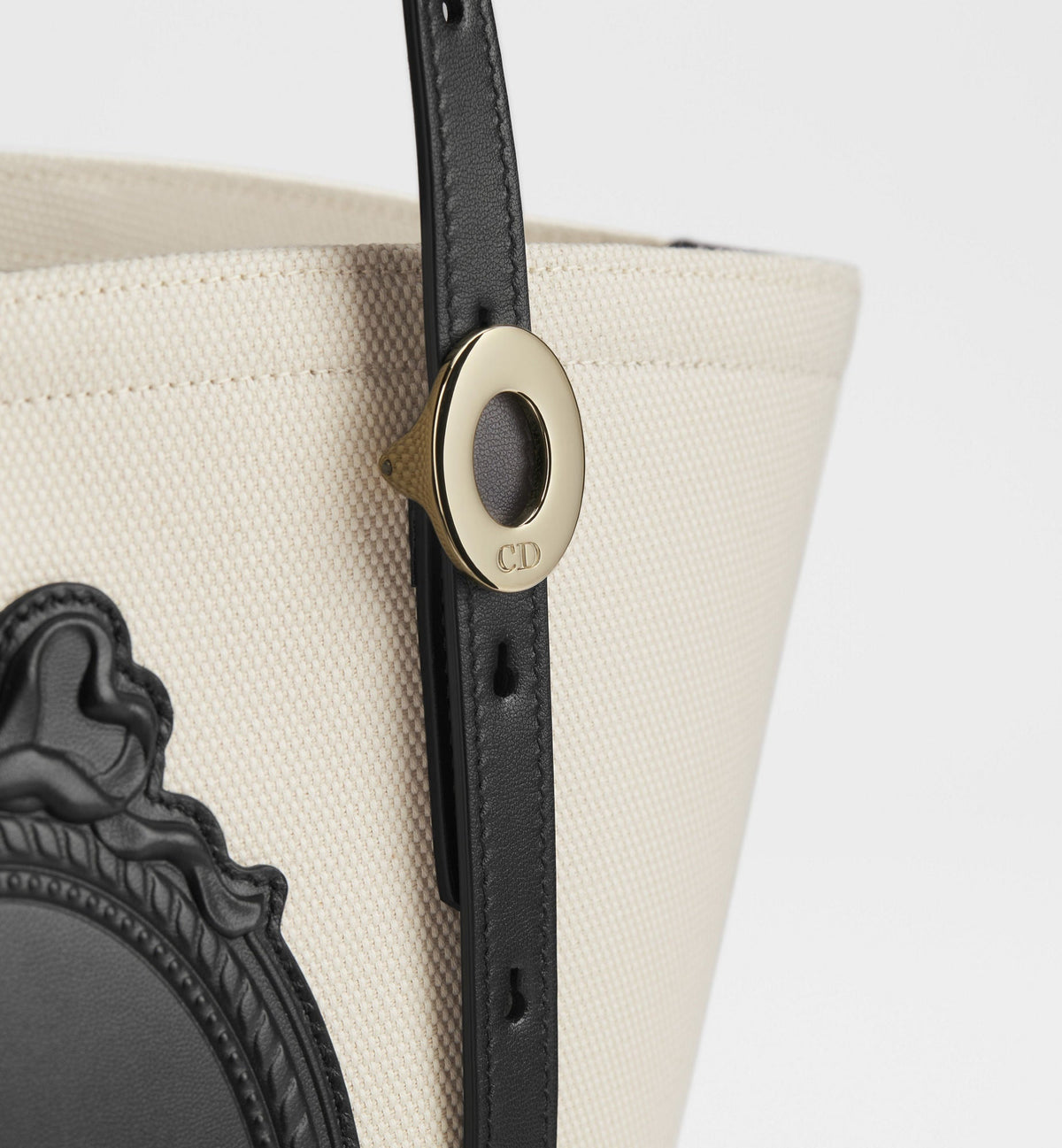Black & Beige Calfskin & Cotton Tote Bag product image 6