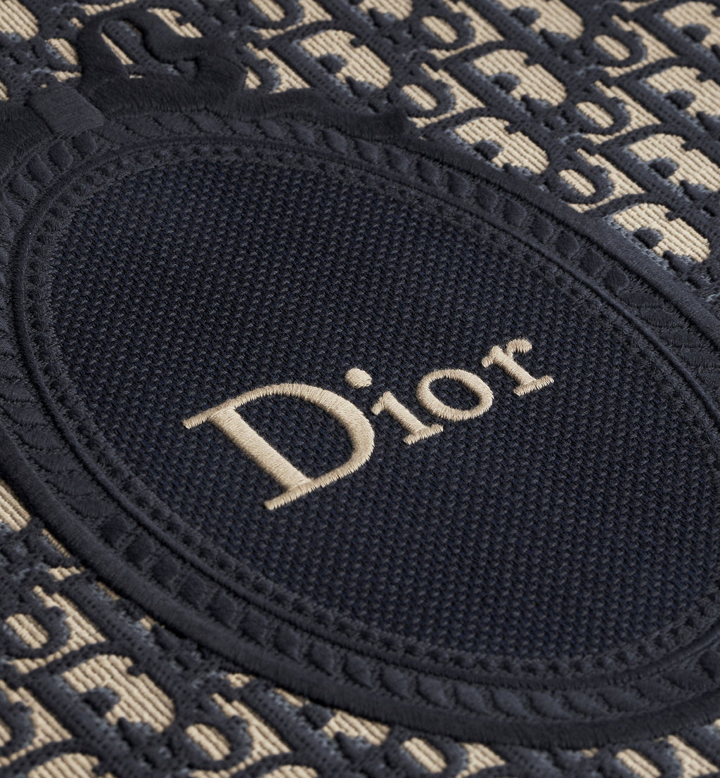 Medium Dior Book Designer Tote Bag With Blue Oblique Jacquard And Embroidered Médaillon
