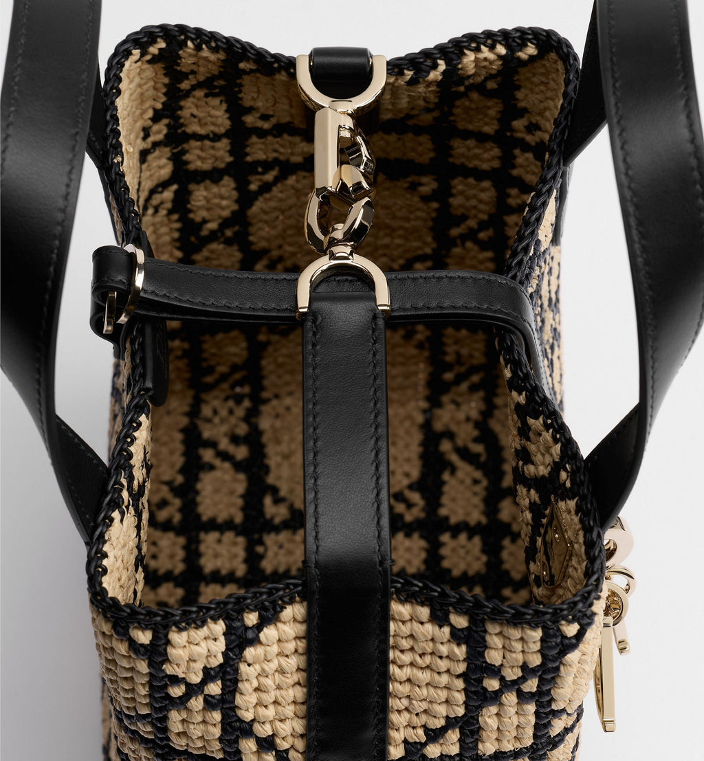 Black Calfskin & Raffia Tote Bag product image 3