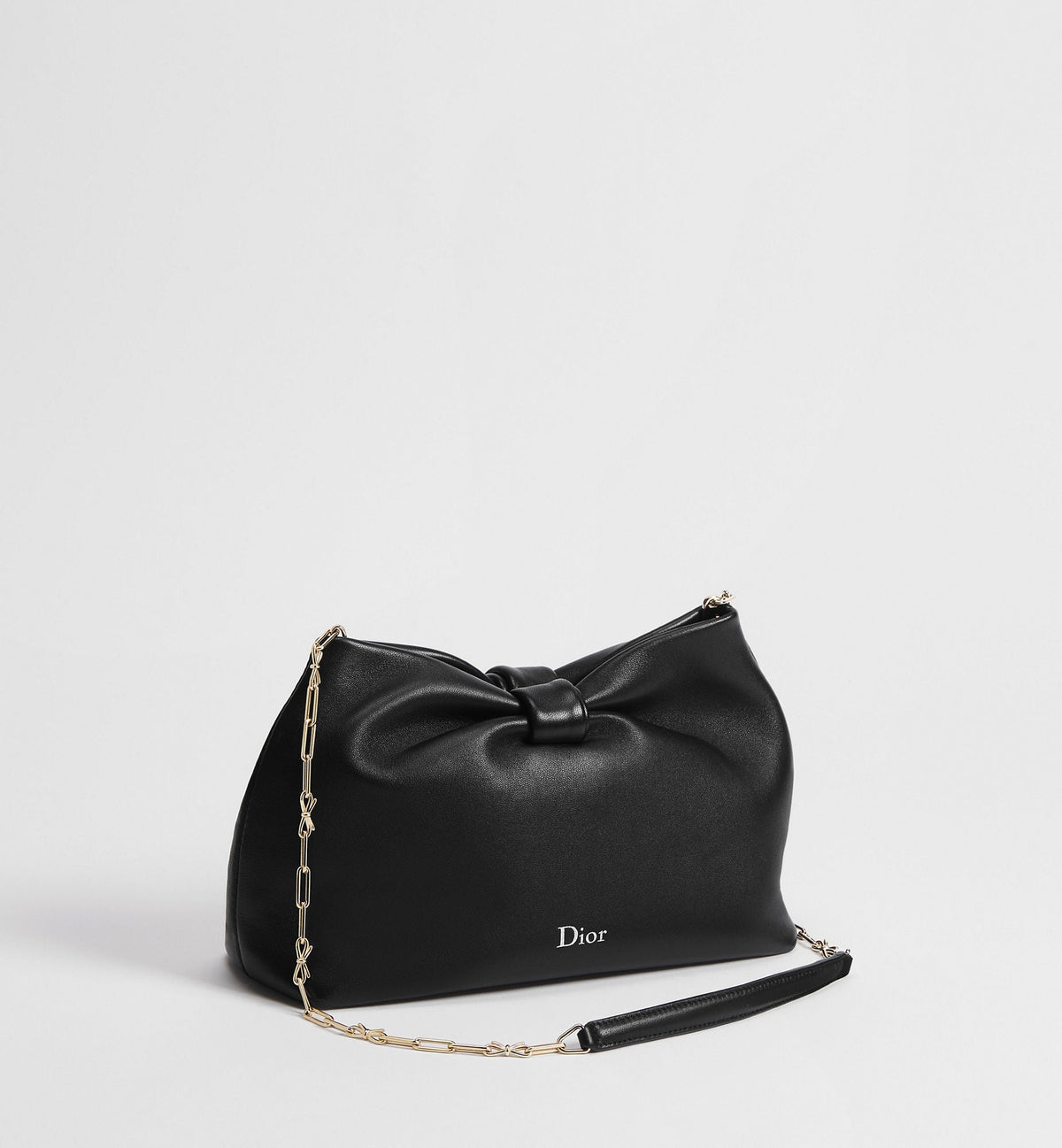 Small Bow Luxury Handbag With Black Lambskin And Chain Strap For Women