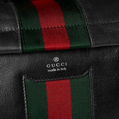 Large Backpack With Soft Leather And Web Intarsia For Men