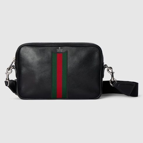 Small Crossbody Luxury Handbag With Soft Leather And Web Intarsia For Men