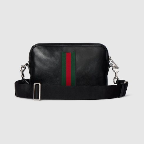 Small Crossbody Luxury Handbag With Soft Leather And Web Intarsia For Men