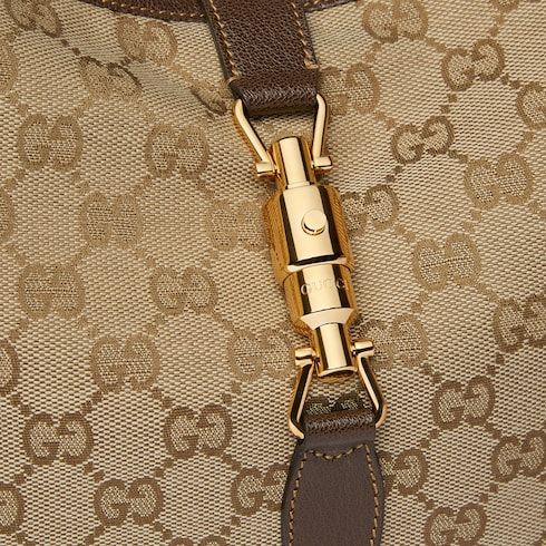 Medium Jackie Luxury Handbag With GG Canvas And Piston Closure For Women