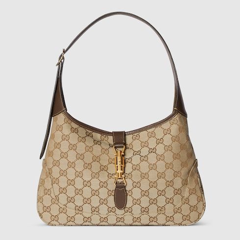 Medium Jackie Luxury Handbag With GG Canvas And Piston Closure For Women