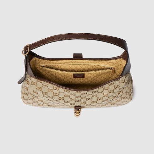 Medium Jackie Luxury Handbag With GG Canvas And Piston Closure For Women
