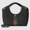 Giglio Small Designer Shoulder Tote With GG Canvas And Leather Trim For Women