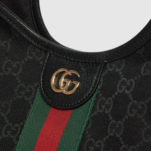 Giglio Small Designer Shoulder Tote With GG Canvas And Leather Trim For Women
