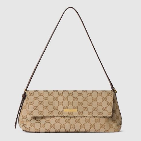 Madison Medium Shoulder Luxury Handbag With GG Canvas And Logo Plaque For Women