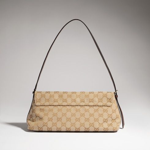 Madison Medium Shoulder Luxury Handbag With GG Canvas And Logo Plaque For Women