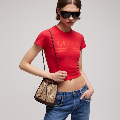 Mini Coated Canvas & Leather Bucket Bag product image 2