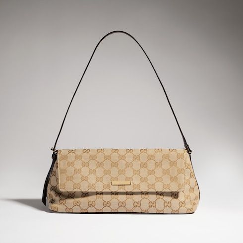 Madison Medium Shoulder Luxury Handbag With GG Canvas And Logo Plaque For Women