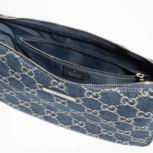 Lady Lunetta Small Shoulder Luxury Handbag GG Denim With Logo Plaque