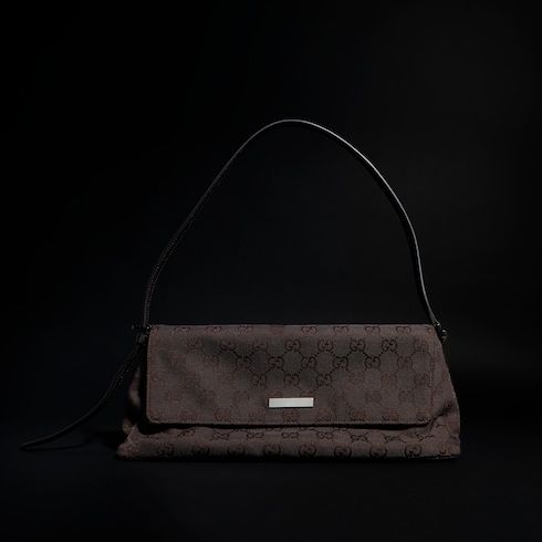 Madison Medium Shoulder Luxury Handbag With GG Canvas And Logo Plaque For Women