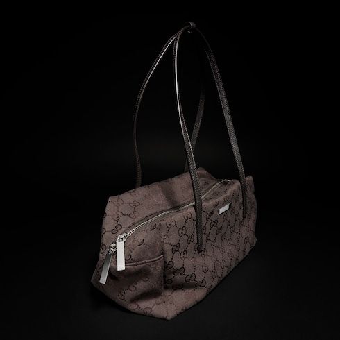 Medium Boston Luxury Handbag With GG Canvas And Web