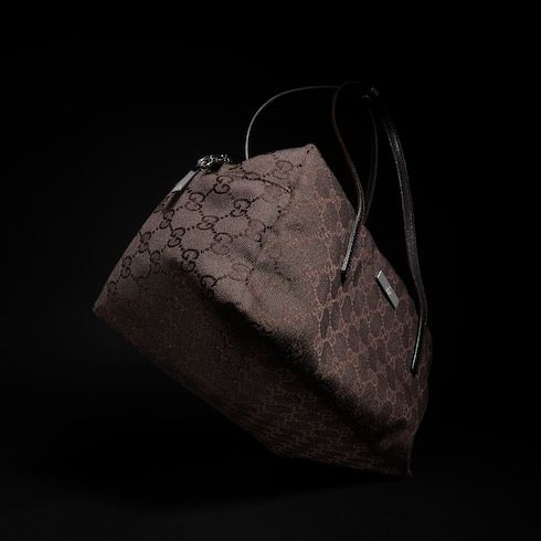 Medium Boston Luxury Handbag With GG Canvas And Web