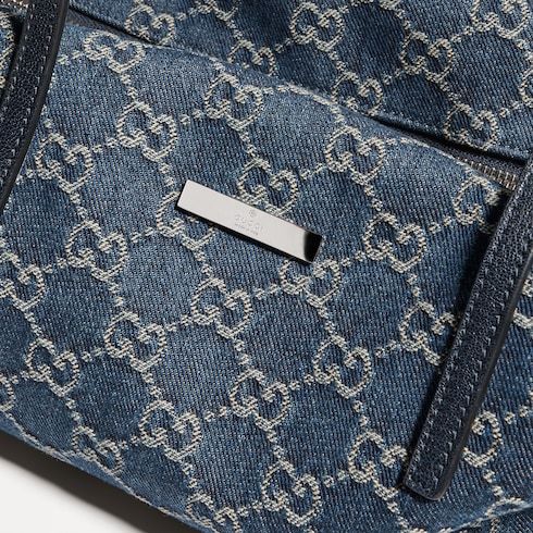 Medium Boston Luxury Handbag With GG Denim And Web