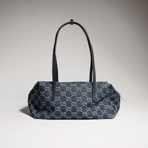 Medium Boston Luxury Handbag With GG Denim And Web