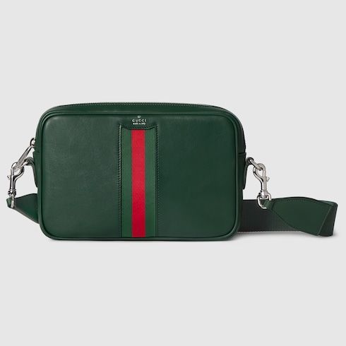 Small Crossbody Luxury Handbag With Leather And Web Intarsia For Men